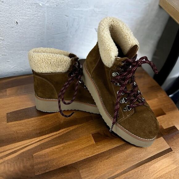 Sam Edelman Women's 7 1/2 Franc Brown Leather Hiker ankle Boot new - Picture 1 of 8